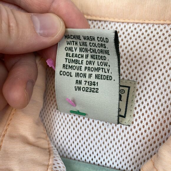 LL Bean Shirt Mens Medium Peach Lightweight Nylon Outdoor Fishing Vented Pockets - Picture 4 of 10